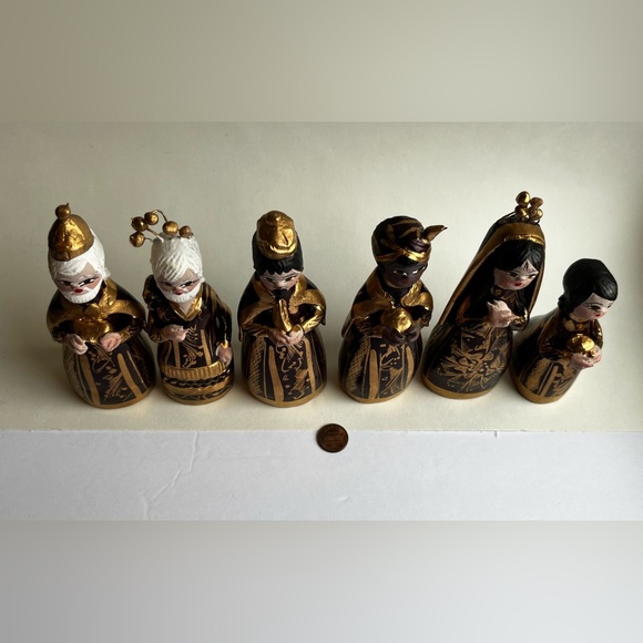 Vintage Tonala Mexican Folk Art Pottery Clay Hand Painted Nativity Set - Picture 2 of 7